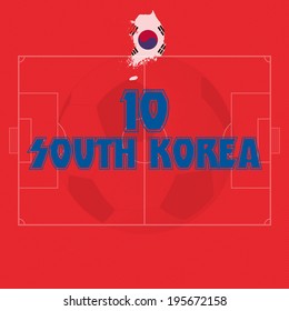 south korea vector illustration, map with soccer ball