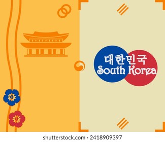 South Korea, vector illustration with national symbols and culture of Korea
