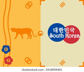 South Korea, vector illustration with national symbols and culture of Korea
