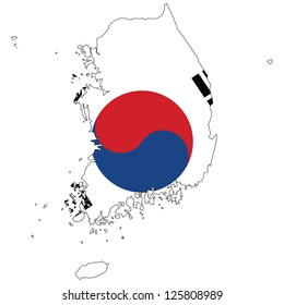 South Korea vector map with the flag inside.