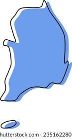 south korea vector map outline stylized, south korea map, south korea stylized map