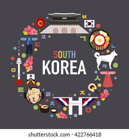 south korea vector object illustration