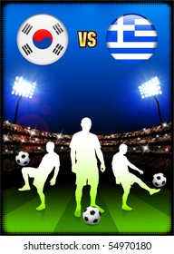 South Korea versus Greece on Stadium Event Background Original Illustration