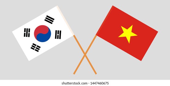 South Korea and Vietnam. Crossed Korean and Vietnamese flags