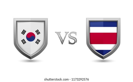 South Korea vs Costa rica flag shield badges for international championship football competition