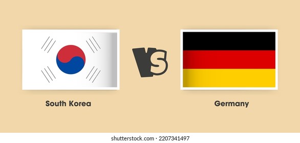 South Korea vs Germany flags placed side by side. Creative stylish national flags of South Korea vs Germany with background