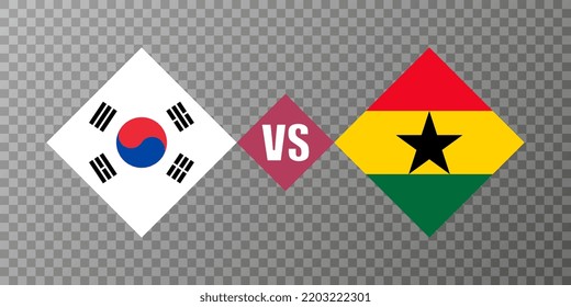 South Korea vs Ghana flag concept. Vector illustration.