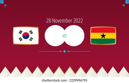 South Korea vs Ghana football match, international soccer competition 2022. Versus icon.