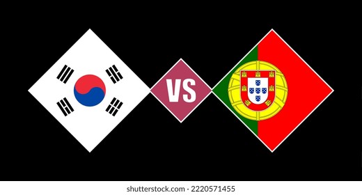 South Korea vs Portugal flag concept. Vector illustration.