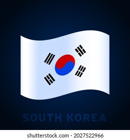 south korea wave vector flag. Waving national Official colors and proportion of flag. Vector illustration.