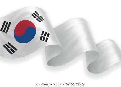 Bandeira da Coreia do Sul acenando com cores brilhantes sobre fundo limpo