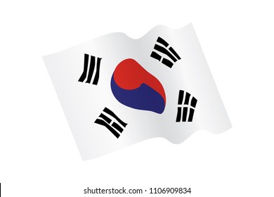 South Korea waving flag vector eps10. Flag of South korea. waving flag of South Korea on transparent background. Template for independence day. vector illustration