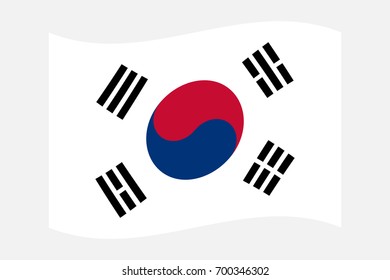 South Korea waving flag, vector illustration.
