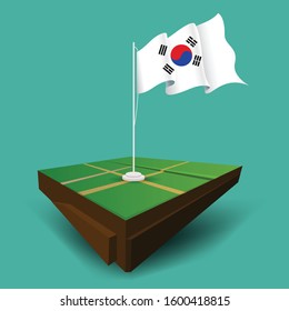 South Korea waving vector flag on the soil