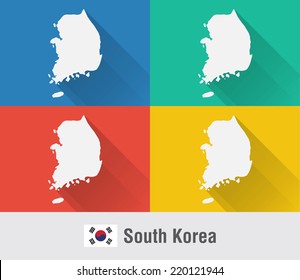 South Korea world map in flat style with 4 colors. Modern map design.