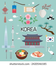 South Korean culture clip art illustration