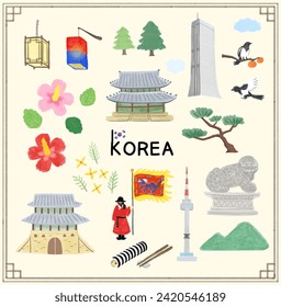 South Korean culture clip art illustration