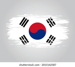 South Korean Flag Brush Grunge Background. Vector Illustration.