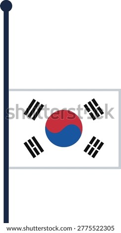 South Korean flag at half mast for memorial day remembrance