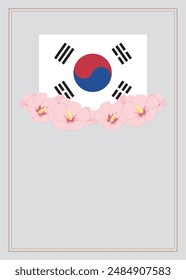 Bandera surcoreana. Mapa de Corea y Rose of Sharon