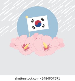 Bandera surcoreana. Mapa de Corea y Rose of Sharon