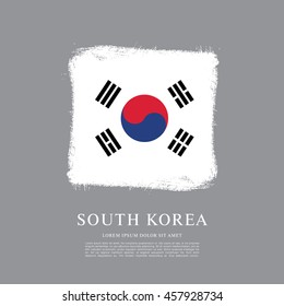 South Korean flag made in brush stroke background
