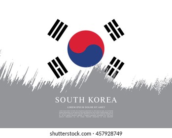South Korean flag made in brush stroke background