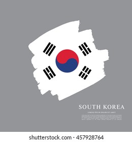 South Korean flag made in brush stroke background