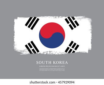 South Korean flag made in brush stroke background