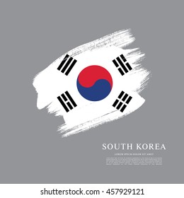 South Korean Flag Made In Brush Stroke Background