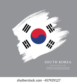 South Korean Flag Made In Brush Stroke Background