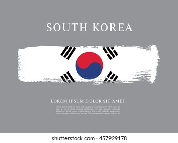 South Korean Flag Made In Brush Stroke Background