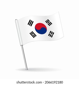 South Korean Flag Map Pointer Layout. Vector Illustration.