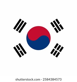 South Korean Flag with Taegeuk Symbol vector