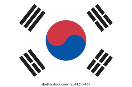 South Korean flag, vector illustration. The national flag of South Korea.