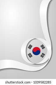 South Korean flag wavy abstract background. Vector illustration.