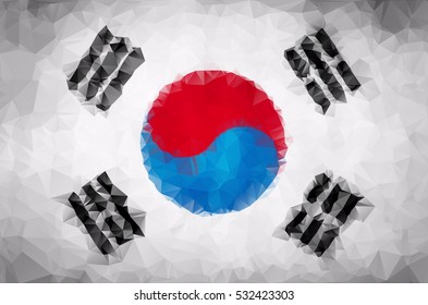 South Korean Polygon Flag Background