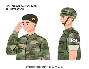 South Korean Soldier Vector Illustration