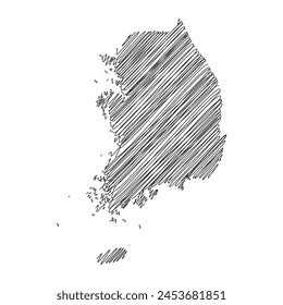 south korean thread map line vector illustration