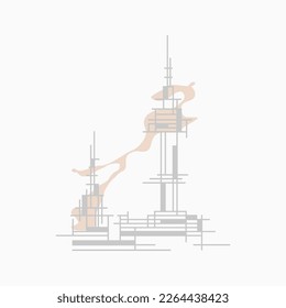 South korean tourism seoul freehand drawing vector