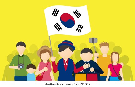 Turistas y guías turísticos de Corea del Sur, Turismo entrante, ilustración vectorial