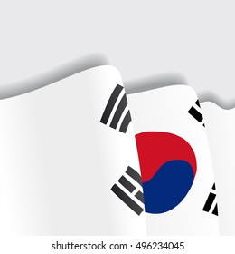South Korean waving Flag. Vector illustration.