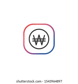 South Korean won  - Line Vector Icon