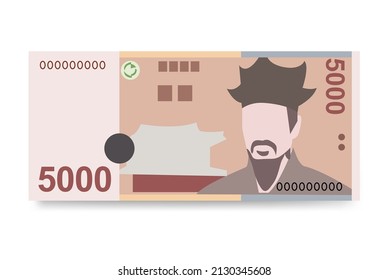 South Korean Won Vector Illustration. South Korea money set bundle banknotes. Paper money 5000 KRW. Flat style. Isolated on white background. Simple minimal design.