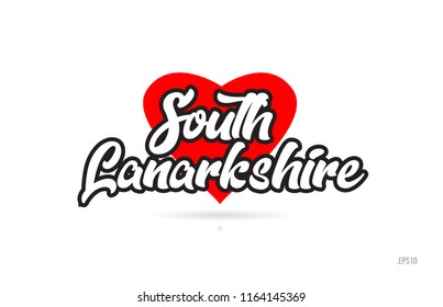south lanarkshire city text design with red heart typographic icon design suitable for touristic promotion
