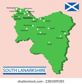 South Lanarkshire region map in Scotland. Vector illustration