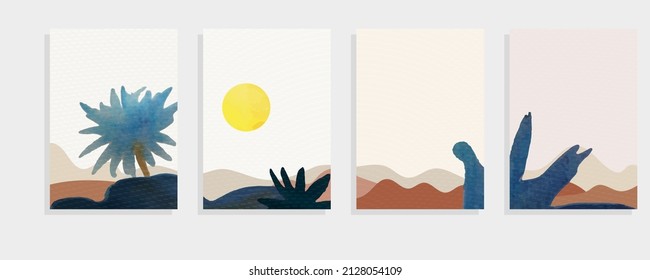 paisaje sur con colinas conjunto de ilustraciones de fondo vectorial