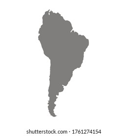 South Latin America. Abstract continent silhouette map. Grey background region. Vector illustration