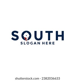 South Letter logo with arrow, compass logo design vector template