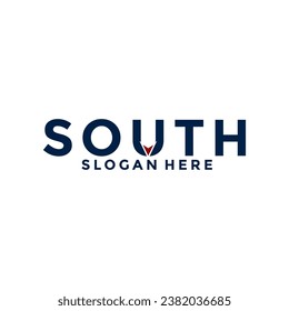 South Letter logo with arrow, compass logo design vector template
